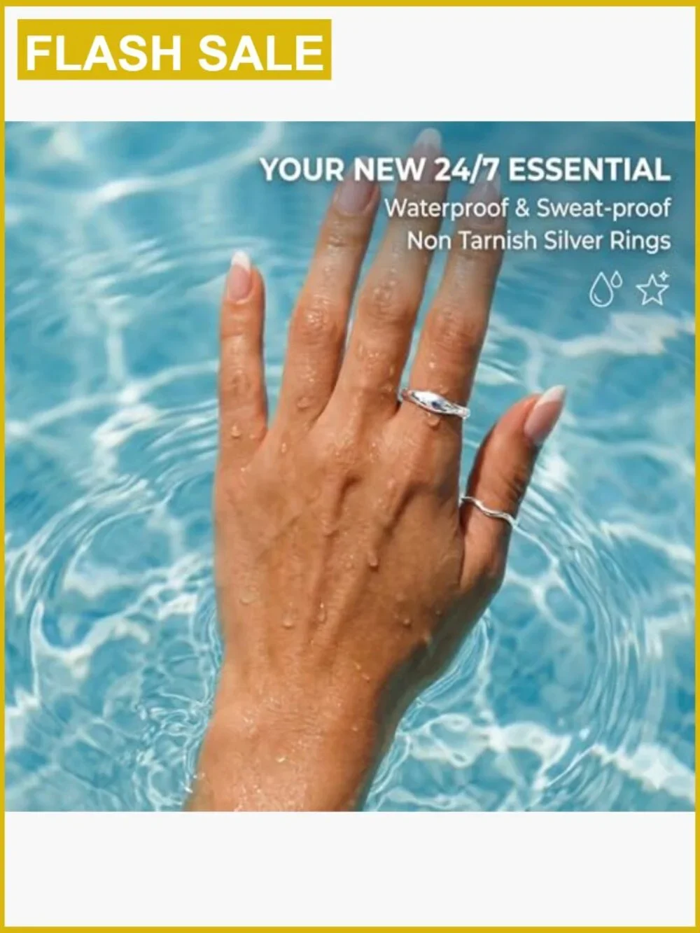 Non Tarnish Waterproof Stackable Rings Dainty Chunky 14K Gold Plated for Women